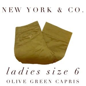 New York & Co. Women’s Sz 6 Olive Green Capris